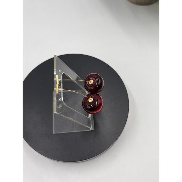 Anthropologie Resin Cherry‎ Fruit Dangle Threader Earrings - Picture 4 of 9